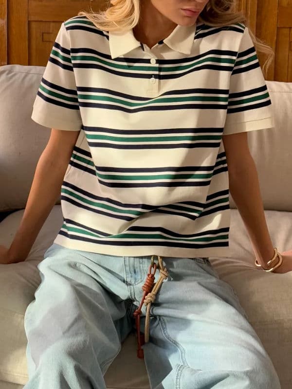 Укороченная футболка-поло Hirsionsan хлопок