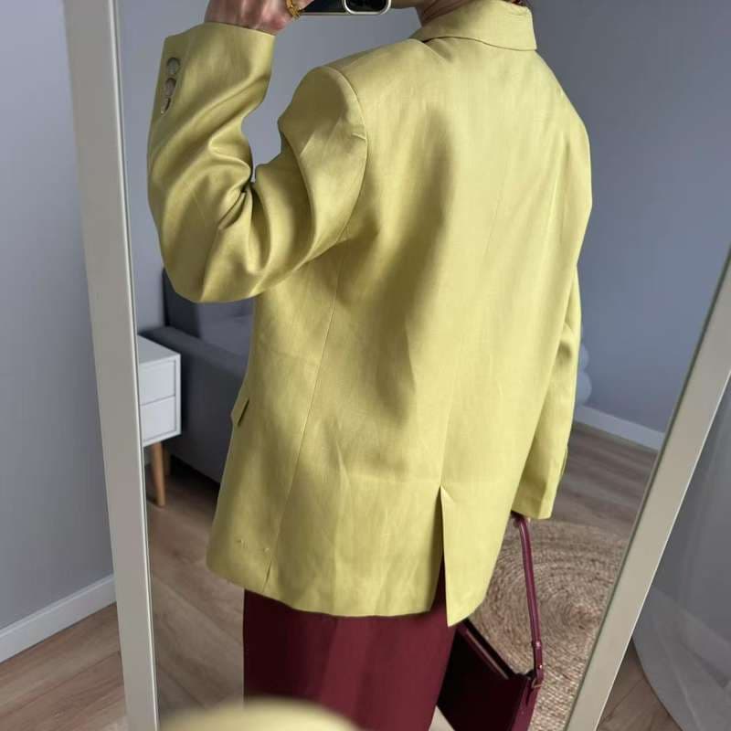 Женская льняная куртка-пиджак базовая