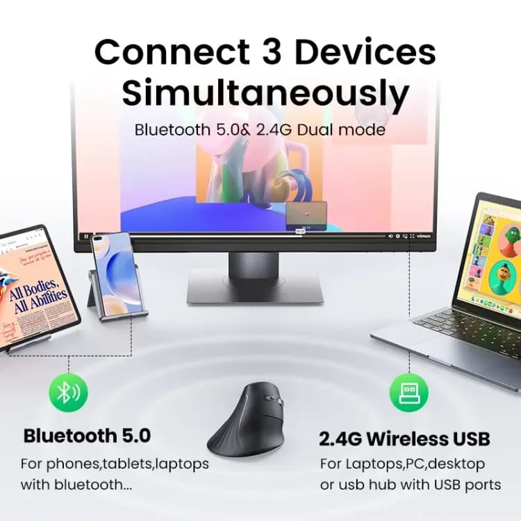 Вертикальная беспроводная мышь UGREEN MU008