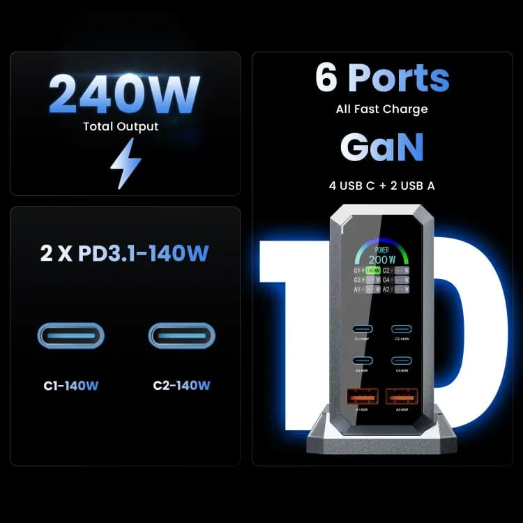 Настольное зарядное устройство GaN 240W