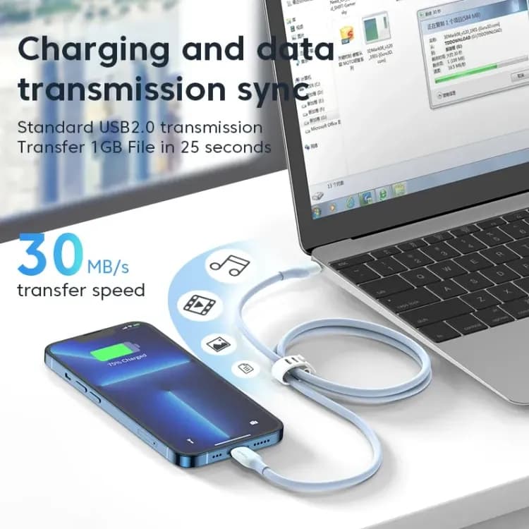 Силиконовый кабель KUULAA USB-C Lightning