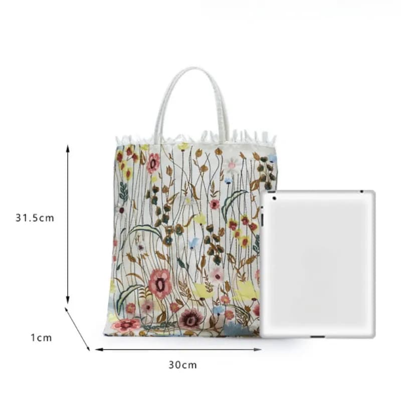 Сетчатая сумка тоут вышивка цветы