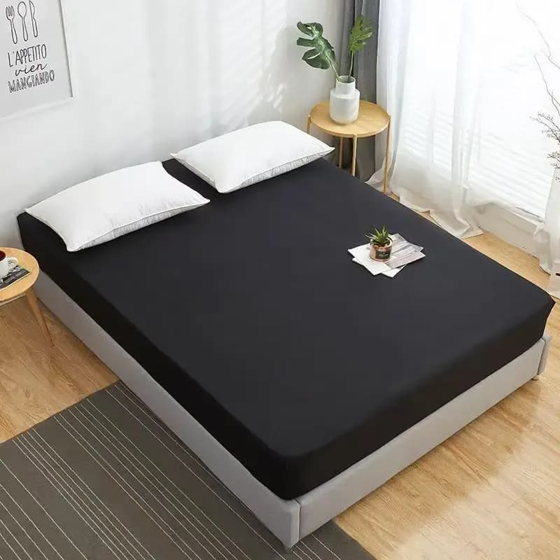 Черная хлопковая простыня саржа UU404