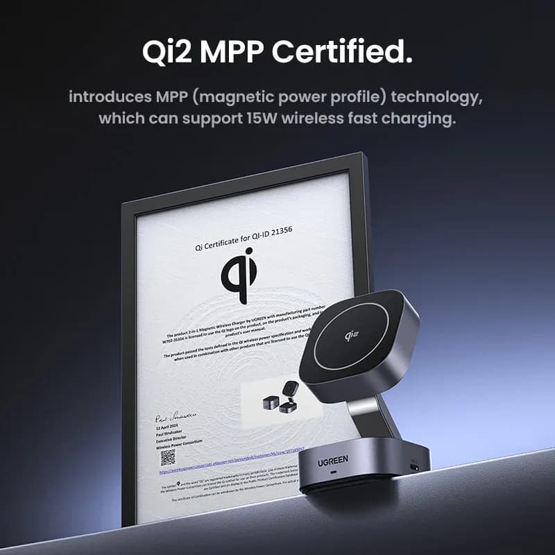 UGREEN Qi2 магнитная зарядка-подставка