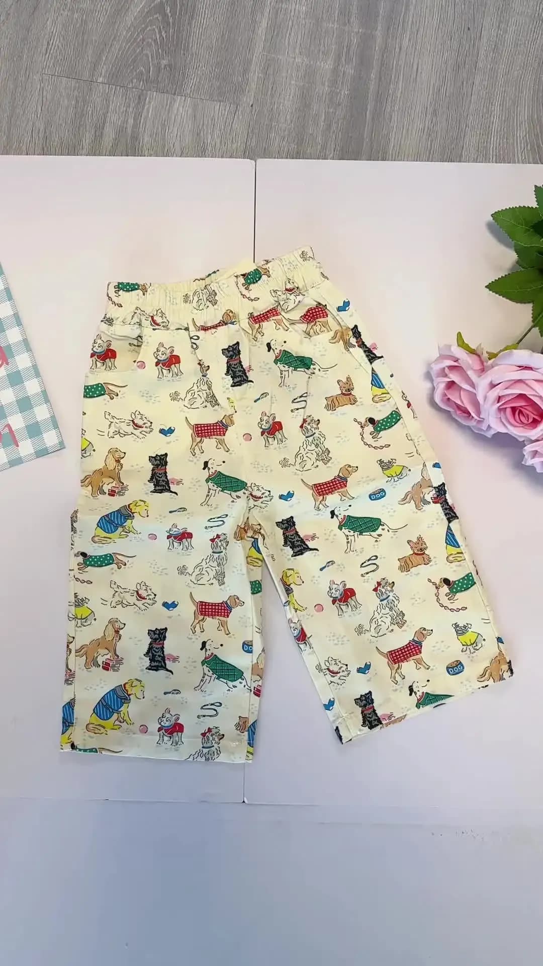 Детские хлопковые штаны с собаками