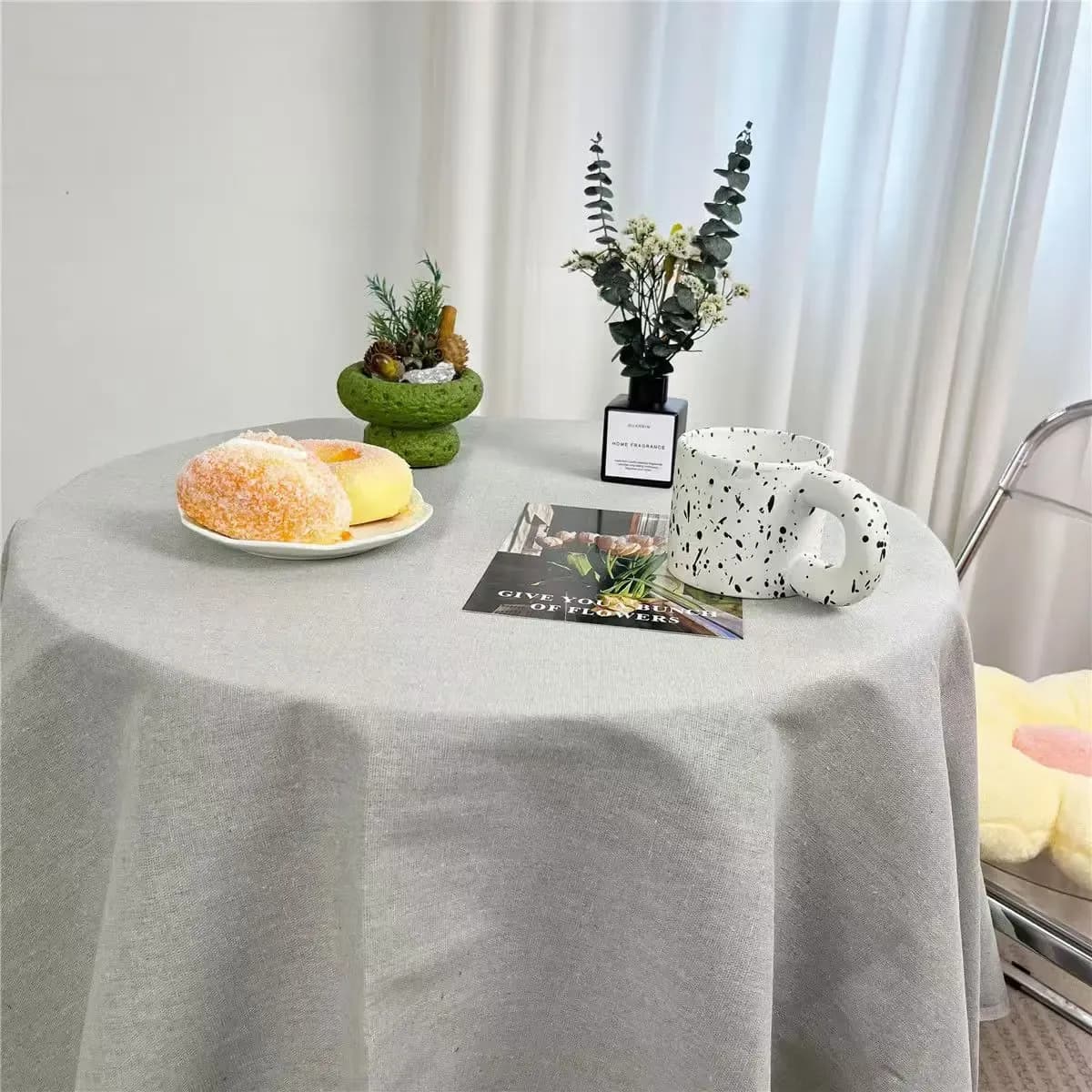 Однотонная скатерть хлопок лен скандинавская